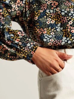 Joules Blue Kalina Concealed Placket Shirt -Elite Fashion Shop 121742s6