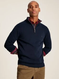 Navy Quarter Zip Knitted Jumper