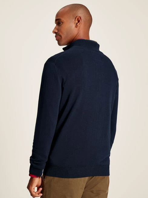 Navy Quarter Zip Knitted Jumper 2 Navy Quarter Zip Knitted Jumper - Image 2