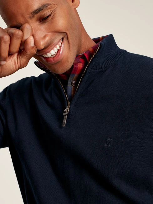 Navy Quarter Zip Knitted Jumper 4 Navy Quarter Zip Knitted Jumper - Image 4