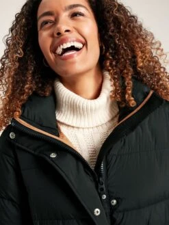 Black Showerproof Feather Down Long Coat -Elite Fashion Shop 154898s4