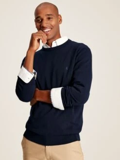 Navy Crew Neck Knitted Jumper