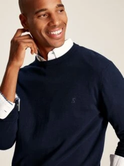 Navy Crew Neck Knitted Jumper -Elite Fashion Shop 159877s4