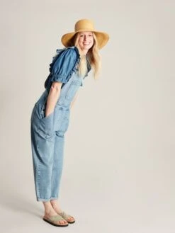 Blue Straight Leg Dungarees -Elite Fashion Shop 170664s16