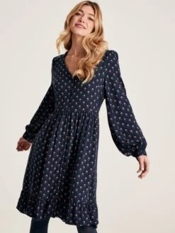 Navy Blue Button Down Dress With Peplum Hem 9 Navy Blue Button Down Dress With Peplum Hem -Elite Fashion Shop 177519s3