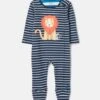 Joules Blue Zippy Artwork Cotton Babygrow