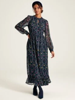 Navy Floral Georgette Dress -Elite Fashion Shop 232512s3
