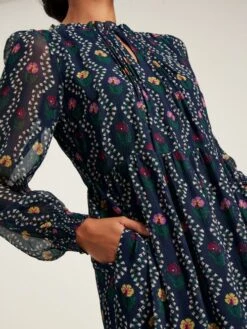 Navy Floral Georgette Dress -Elite Fashion Shop 232512s6