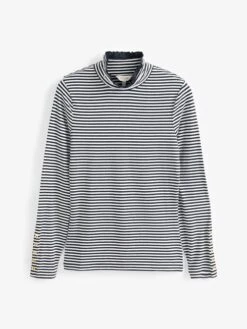 Black/Cream Roll Neck Top