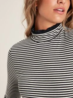 Black/Cream Roll Neck Top -Elite Fashion Shop 282608s4