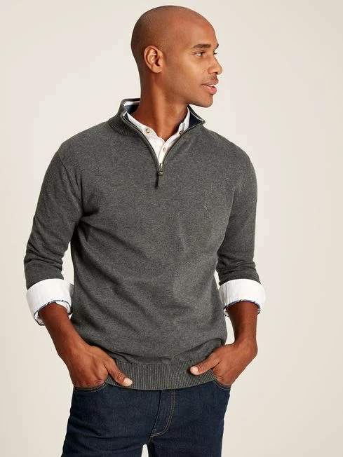 Grey Quarter Zip Knitted Jumper 1 Grey Quarter Zip Knitted Jumper