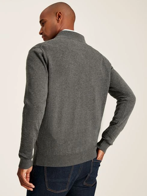 Grey Quarter Zip Knitted Jumper 2 Grey Quarter Zip Knitted Jumper - Image 2