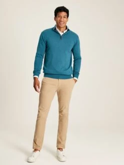 Blue Quarter Zip Knitted Jumper -Elite Fashion Shop 343503s3