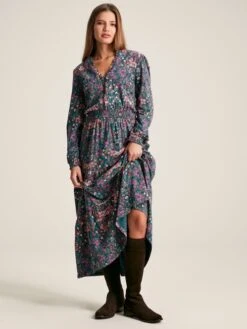 Blue Frill Neck Dress 14 Blue Frill Neck Dress -Elite Fashion Shop 350585s6