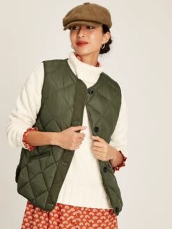 Radley Green Showerproof Diamond Quilted Gilet With Buttons