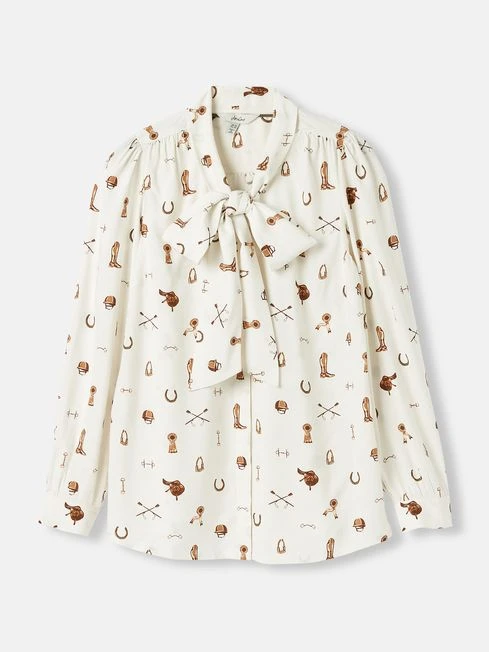Equestrian White Tie Neck Blouse 6 Equestrian White Tie Neck Blouse - Image 6