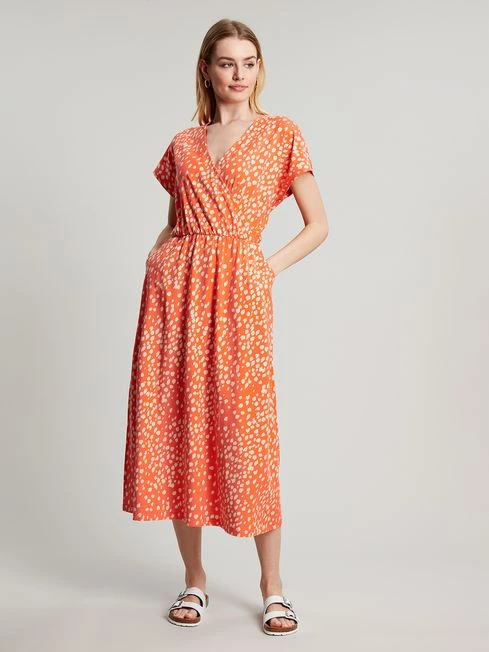 Joules Orange Vivian Midi Jersey Wrap Dress 1 Joules Orange Vivian Midi Jersey Wrap Dress