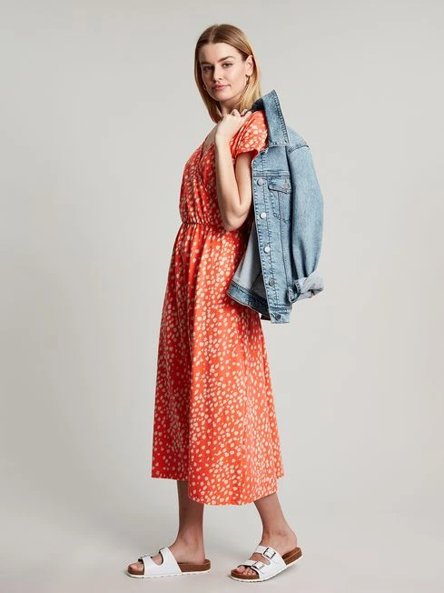 Joules Orange Vivian Midi Jersey Wrap Dress 3 Joules Orange Vivian Midi Jersey Wrap Dress - Image 3
