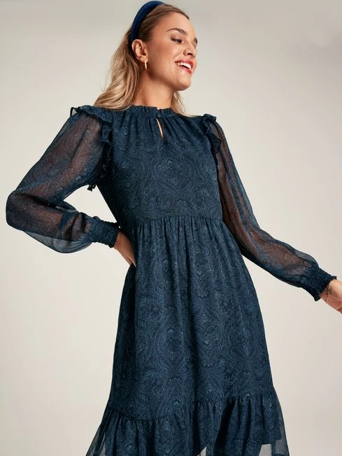 Navy Lumi Balloon Sleeve Dress 1 Navy Lumi Balloon Sleeve Dress