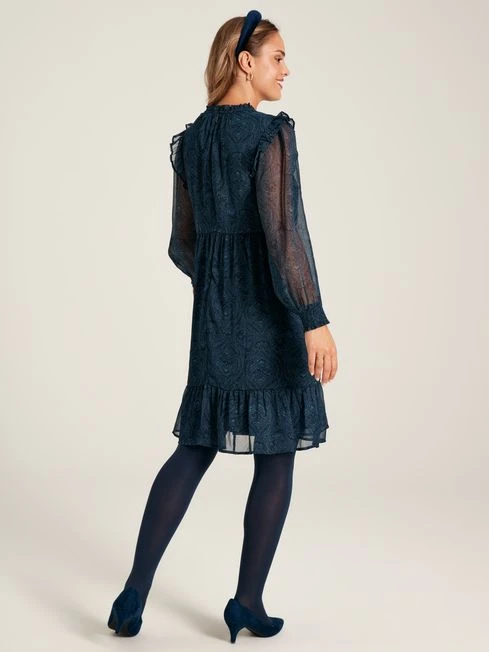 Navy Lumi Balloon Sleeve Dress 2 Navy Lumi Balloon Sleeve Dress - Image 2