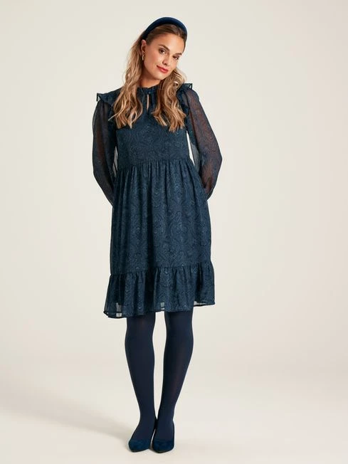 Navy Lumi Balloon Sleeve Dress 3 Navy Lumi Balloon Sleeve Dress - Image 3
