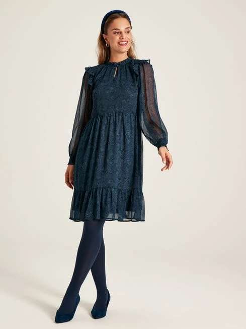 Navy Lumi Balloon Sleeve Dress 4 Navy Lumi Balloon Sleeve Dress - Image 4