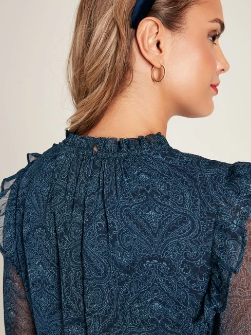 Navy Lumi Balloon Sleeve Dress 7 Navy Lumi Balloon Sleeve Dress - Image 7