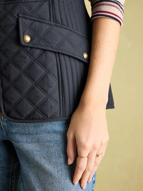 Navy Blue Showerproof Diamond Quilted Gilet 5 Navy Blue Showerproof Diamond Quilted Gilet - Image 5