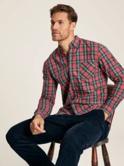 Red Long Sleeve Classic Fit Poplin Shirt -Elite Fashion Shop 584559s4