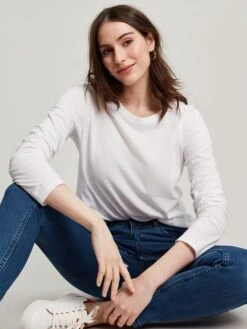 White Crew Long Sleeve T-shirt -Elite Fashion Shop 595524s4