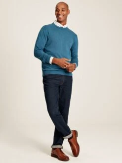 Blue Crew Neck Knitted Jumper -Elite Fashion Shop 606203s3