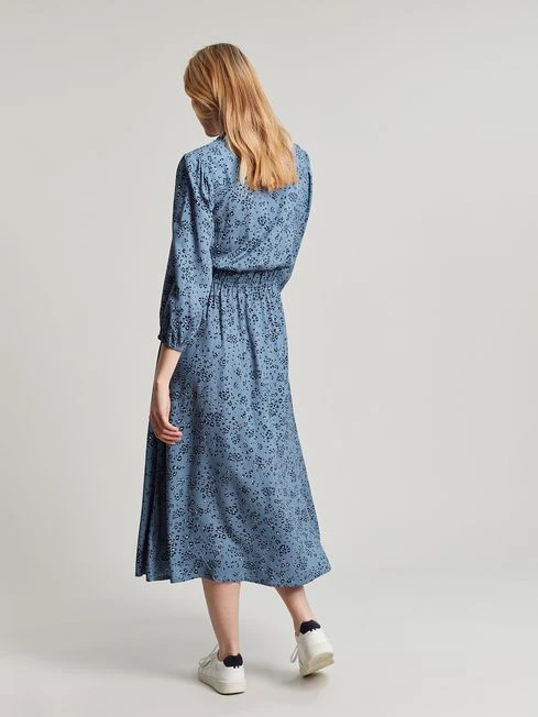 Joules Blue Josie Frill Elasticated Waist Dress 2 Joules Blue Josie Frill Elasticated Waist Dress - Image 2