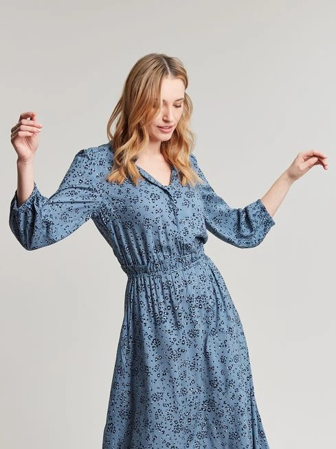 Joules Blue Josie Frill Elasticated Waist Dress 3 Joules Blue Josie Frill Elasticated Waist Dress - Image 3