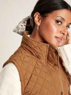 Rust Brown Showerproof Longline Diamond Quilted Gilet -Elite Fashion Shop 635253s5