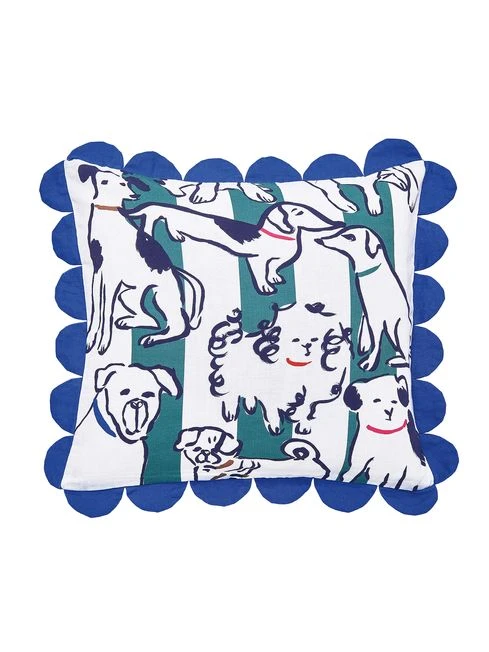 White Linear Dogs Cushion 4 White Linear Dogs Cushion - Image 4