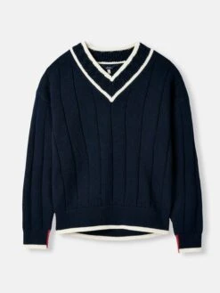 Navy Blue V-Neck Cricket Jumper -Elite Fashion Shop 642191s7