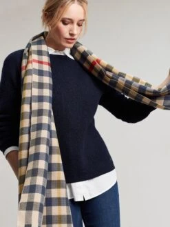 Natural Check Checked Brushed Scarf