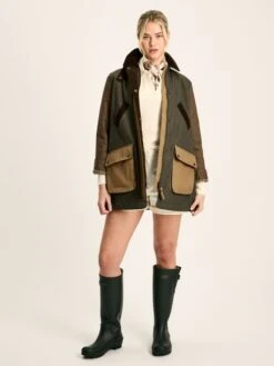 Brown/Khaki Showerproof Quilted Wax Jacket -Elite Fashion Shop 718273s3