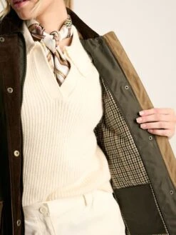 Brown/Khaki Showerproof Quilted Wax Jacket -Elite Fashion Shop 718273s6