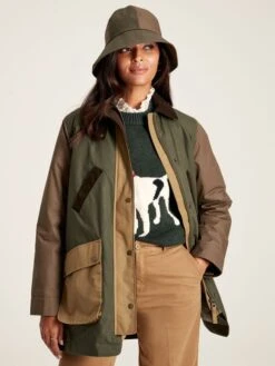 Brown/Khaki Showerproof Quilted Wax Jacket -Elite Fashion Shop 718273s8