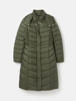 Khaki Green Showerproof Long Padded Coat -Elite Fashion Shop 820034s7