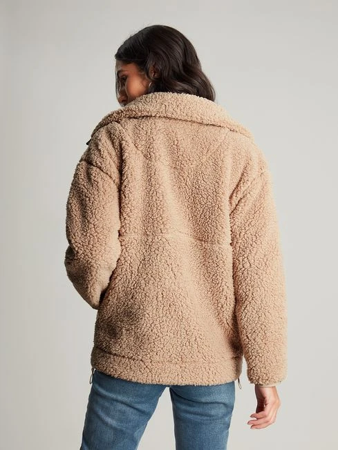 Tan Brown Zip Front Fleece With Hem Detail 2 Tan Brown Zip Front Fleece With Hem Detail - Image 2