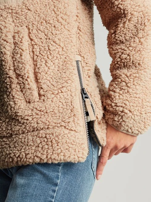 Tan Brown Zip Front Fleece With Hem Detail 6 Tan Brown Zip Front Fleece With Hem Detail - Image 6