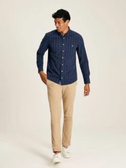 Abbott Navy Blue Long Sleeve Classic Fit Poplin Shirt -Elite Fashion Shop 924602s3