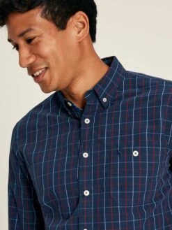 Abbott Navy Blue Long Sleeve Classic Fit Poplin Shirt -Elite Fashion Shop 924602s4