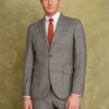 Grey/Rust Check Wool Slim Fit Suit: Jacket