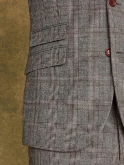 Grey/Rust Check Wool Slim Fit Suit: Jacket -Elite Fashion Shop 960 018s5