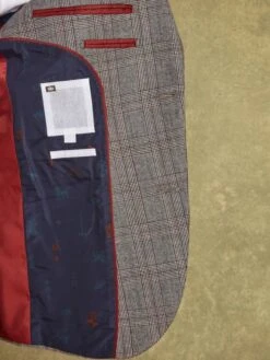 Grey/Rust Check Wool Slim Fit Suit: Jacket -Elite Fashion Shop 960 018s7