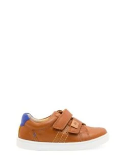 Start-Rite Explore Tan Brown Leather Comfy Rip-Tape Trainers F Fit
