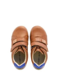 Start-Rite Explore Tan Brown Leather Comfy Rip-Tape Trainers F Fit -Elite Fashion Shop A36 327s5